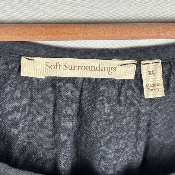 Soft Surroundings Womens ¾ sleeve Linen Peasant Blouse Top XL Oversize Lagenlook - Picture 4 of 8